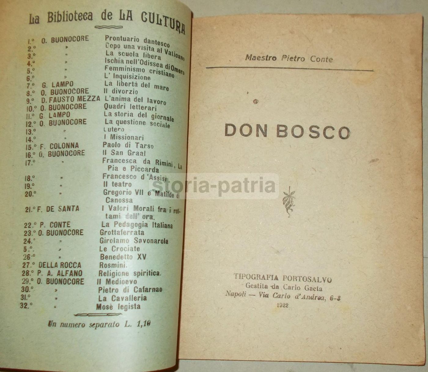 Don Bosco Di Pietro Conte, Napoli 1922