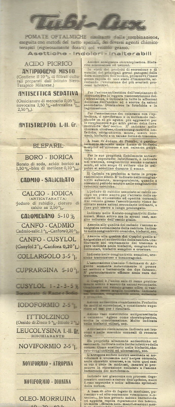 Volantino Pubblicitario Tubi Lux, Farmaci Oftalmici, Napoli