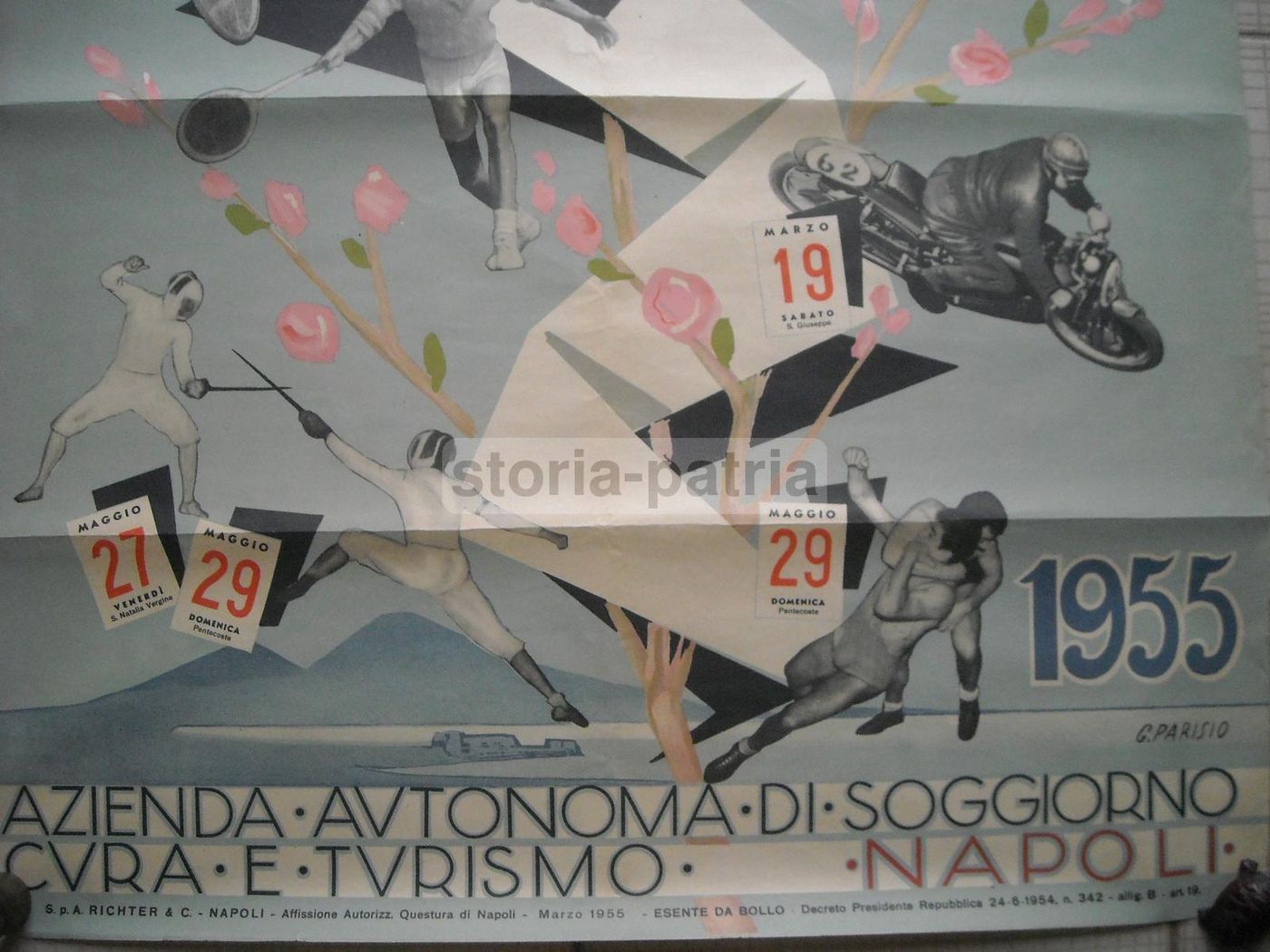 Manifesto Primavera Napoletana Sport 1955, Parisio, Napoli, Ciclismo