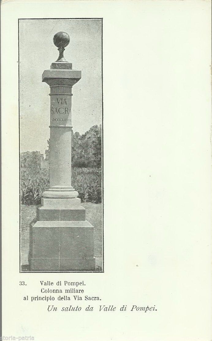 Cartolina Antica Valle Di Pompei: Colonna Militare Sulla Via Sacra, 1920