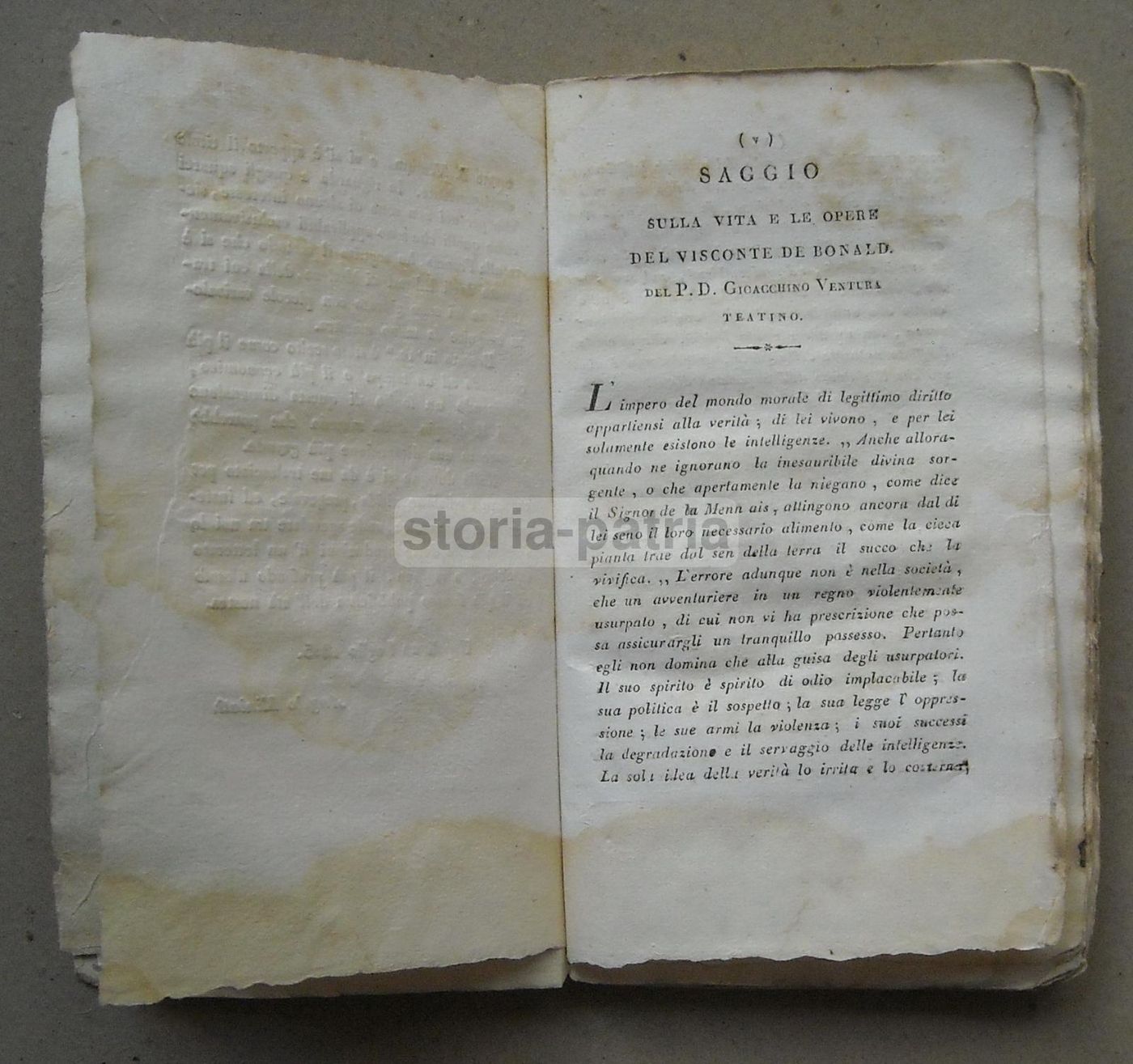 La Legislazione Primitiva: Ventura, De Bonald. Napoli, 1823