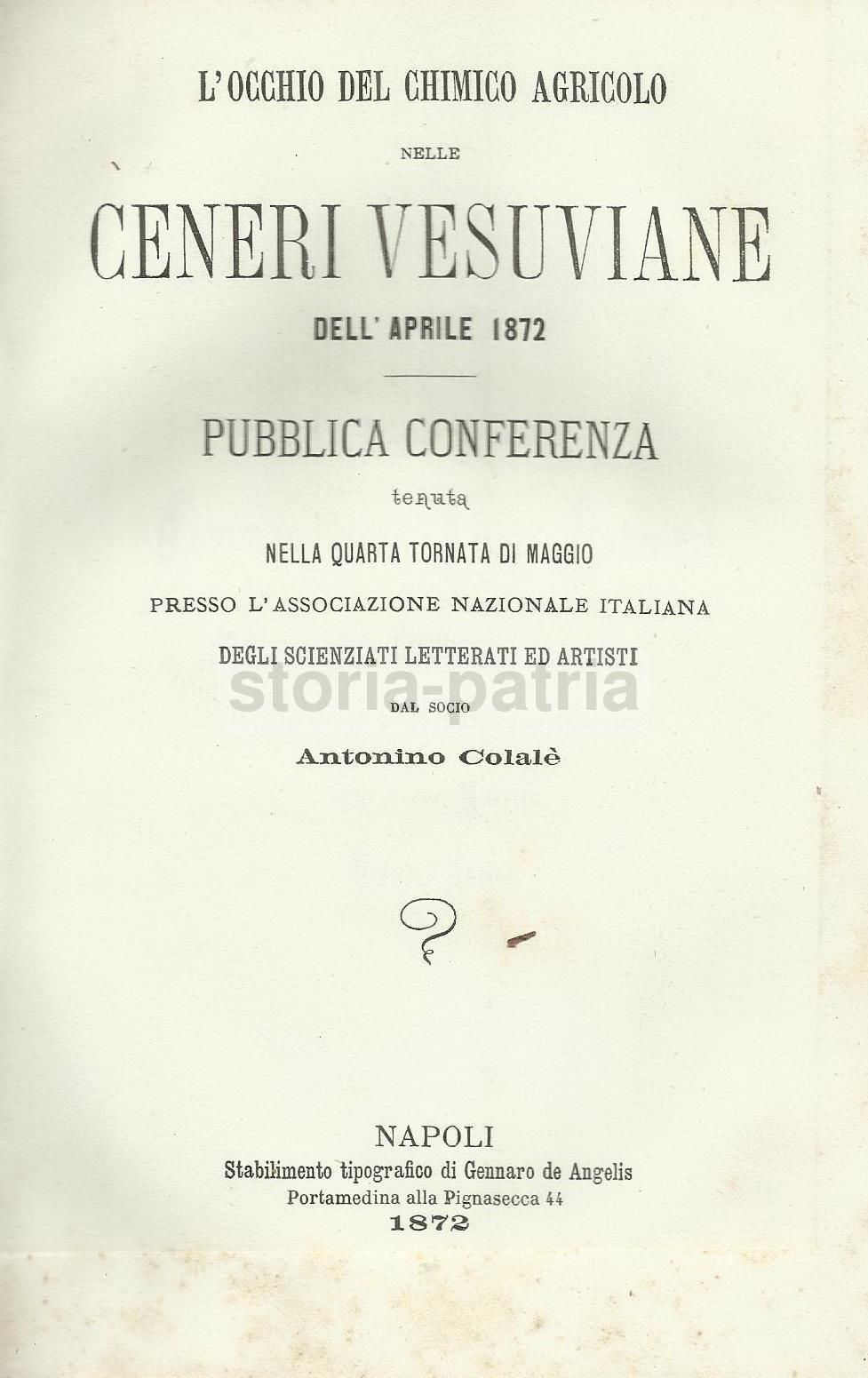 Ceneri Vesuviane 1872: Colalè E La Chimica Agraria Nell'Eruzione Del Vesuvio