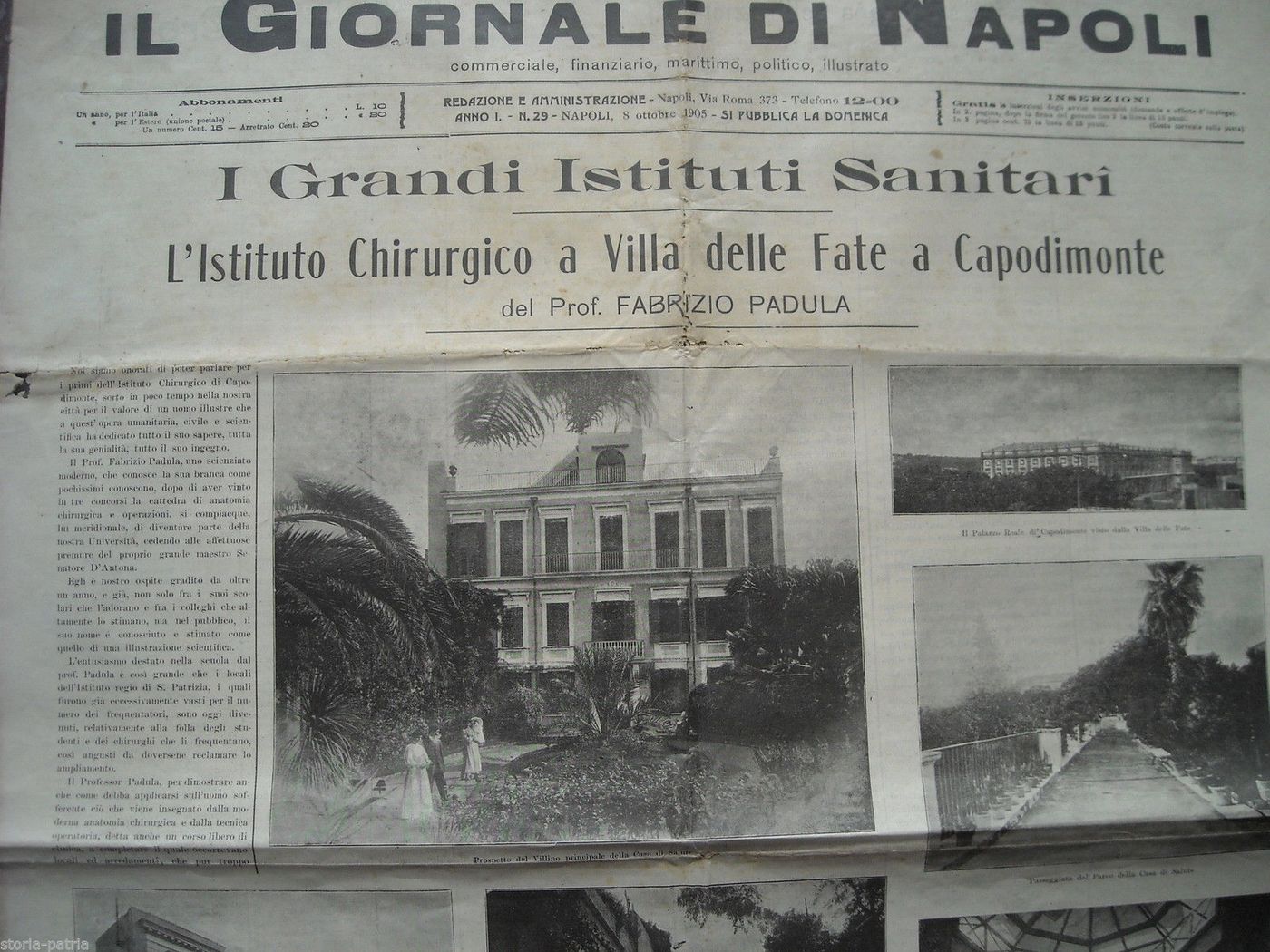 Il Giornale Di Napoli 1905 Villa Delle Fate Clinica Padula