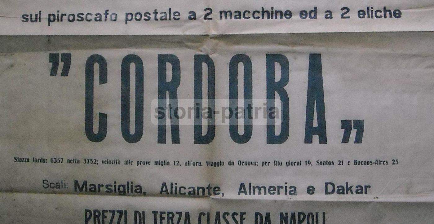 Manifesto Lloyd Latino: Napoli, America Del Sud, 1922, Nave Cordoba