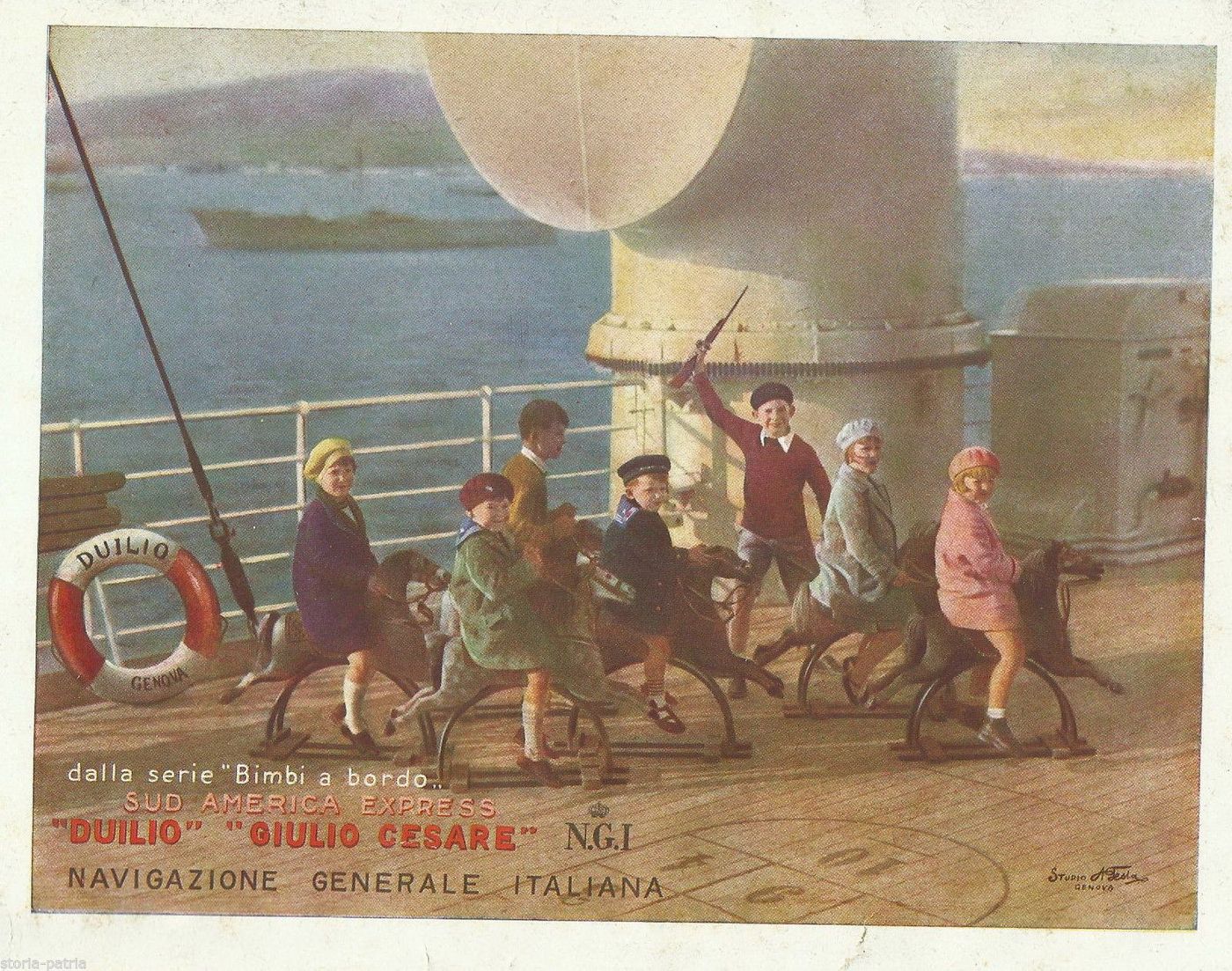 Stampa Pubblicitaria NGI Nave Duilio 1930 Genova Italcementi