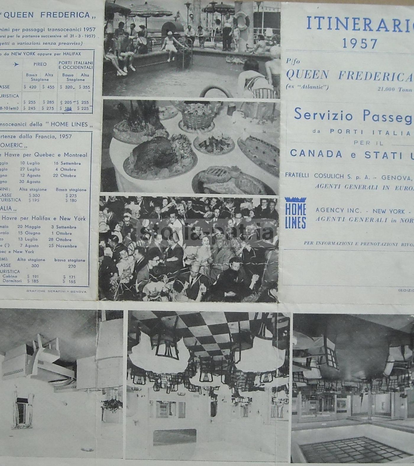 Depliant Piroscafo Frederica Italia Americhe 1957 Cosulich Genova
