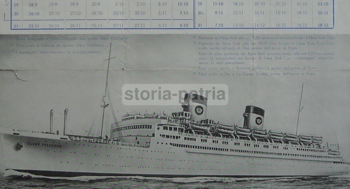 Depliant Piroscafo Frederica Italia Americhe 1957 Cosulich Genova