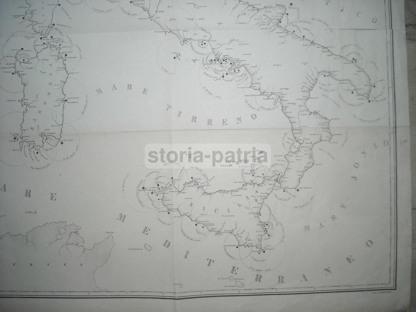 Carta Dei Fari d'Italia 1865 Ministero Lavori Pubblici Balatri