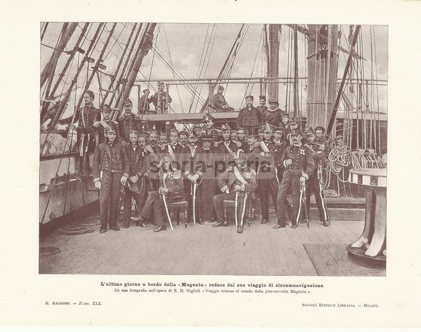 Foto Equipaggio Corvetta Magenta Circumnavigazione Mondo 1865 1868