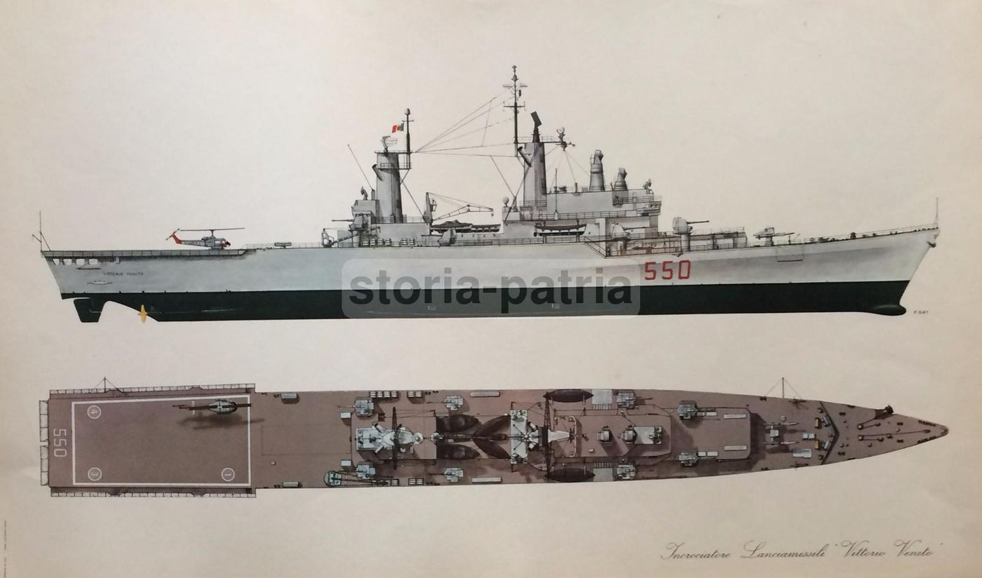Stampa Incrociatore Lanciamissili Vittorio Veneto Anni '50