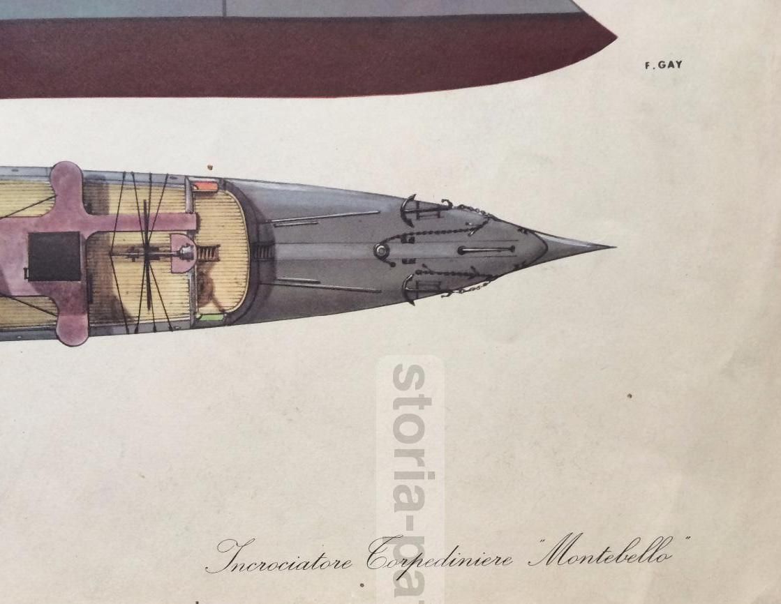Stampa Torpediniere Montebello Marina Militare Italiana Anni 50