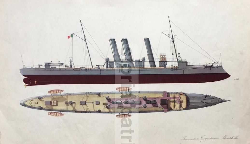 Stampa Torpediniere Montebello Marina Militare Italiana Anni 50