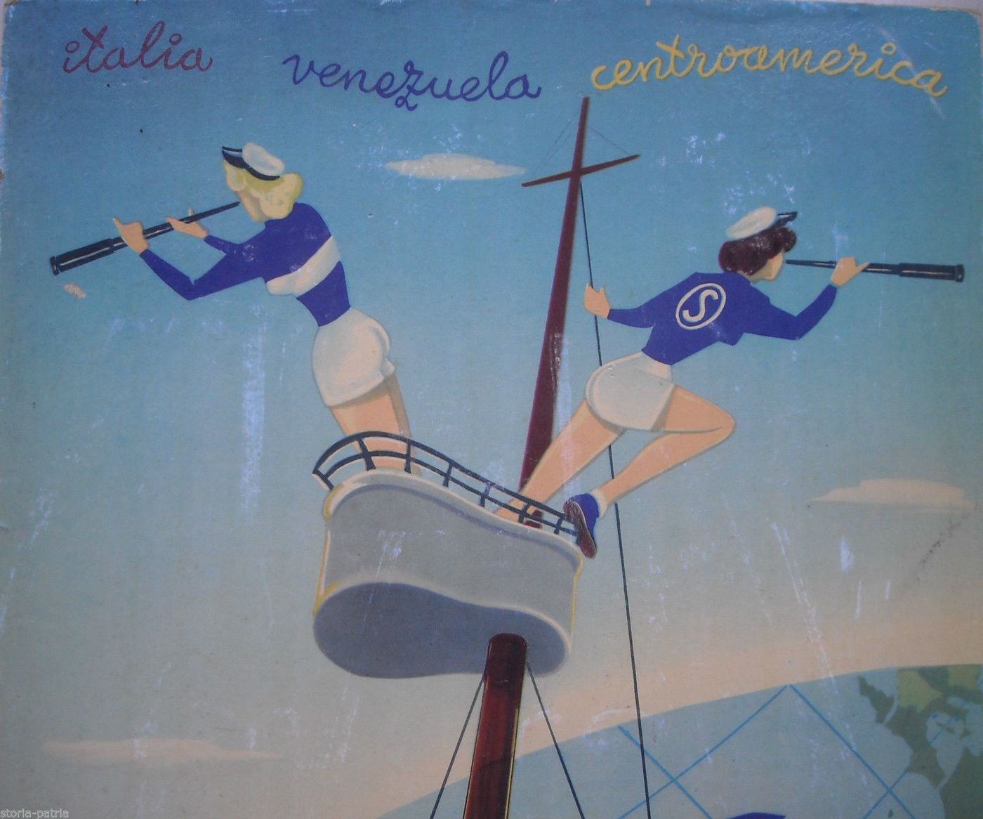 Manifesto Pubblicitario Grimaldi Siosa Napoli Italia America Epoca