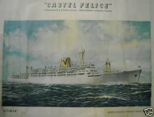 Stampa Pubblicitaria Turbonave Castel Felice Sitmar, Anni '50