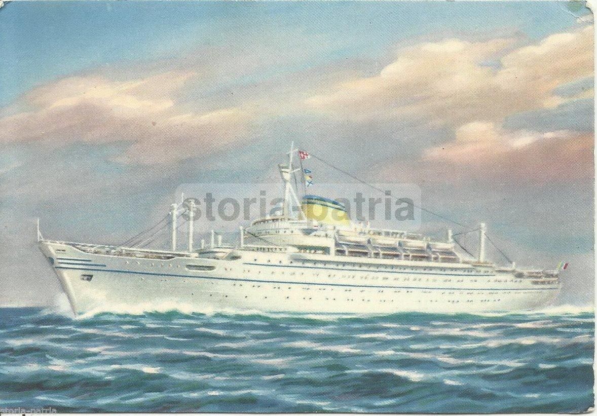 Cartolina Pubblicitaria Lloyd Triestino Motonave Asia, Anni '60
