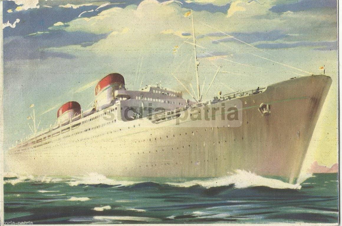 Cartolina Nave Conte Grande, Italia America, Genova Buenos Aires