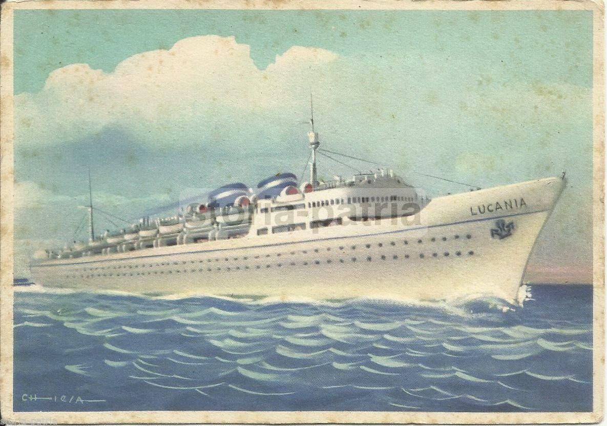 Cartolina Turbonave Lucania Napoli Venezuela Grimaldi Anni '40
