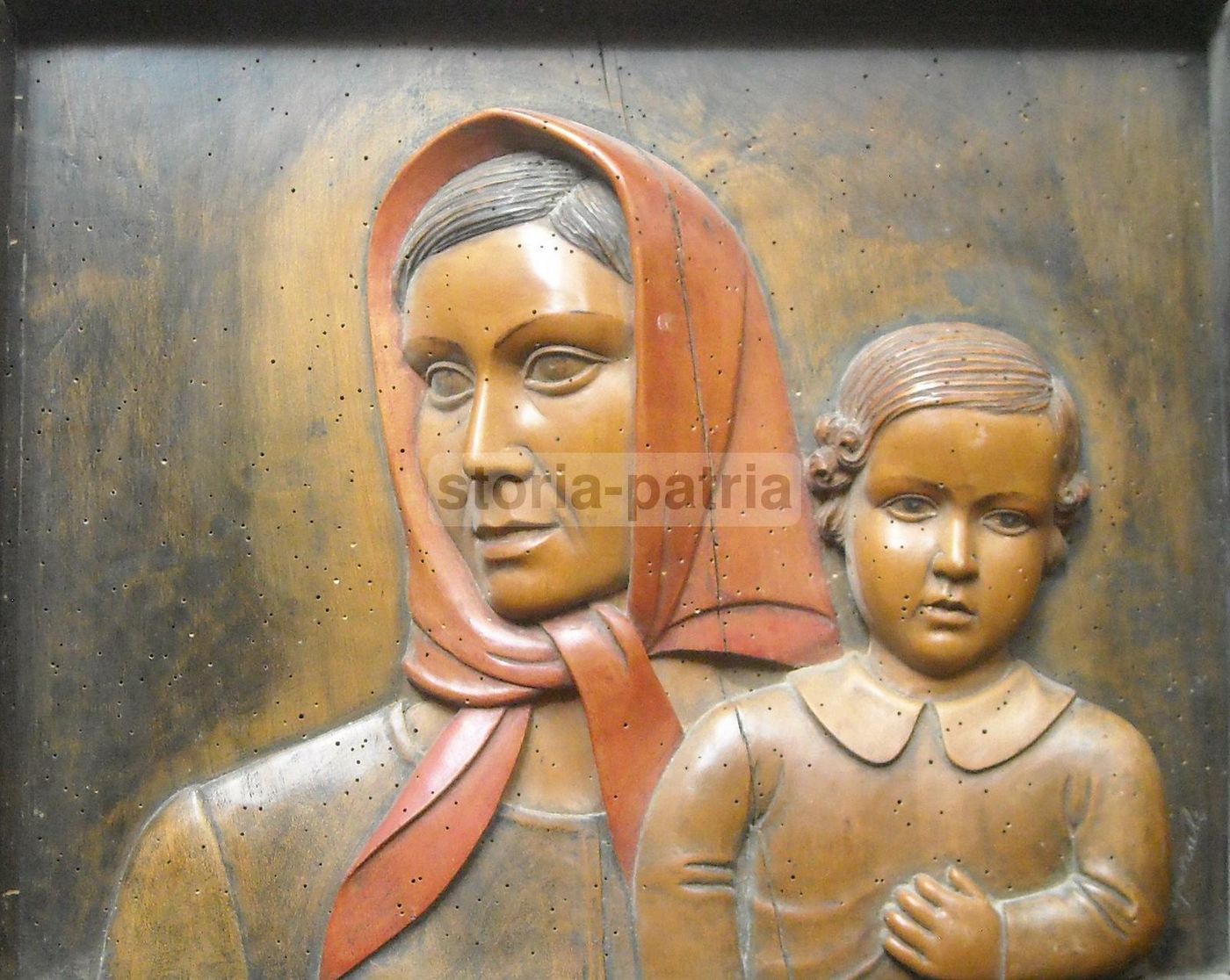 Scultura Lignea Michele Caporale, Madre Con Bambino, Abruzzo