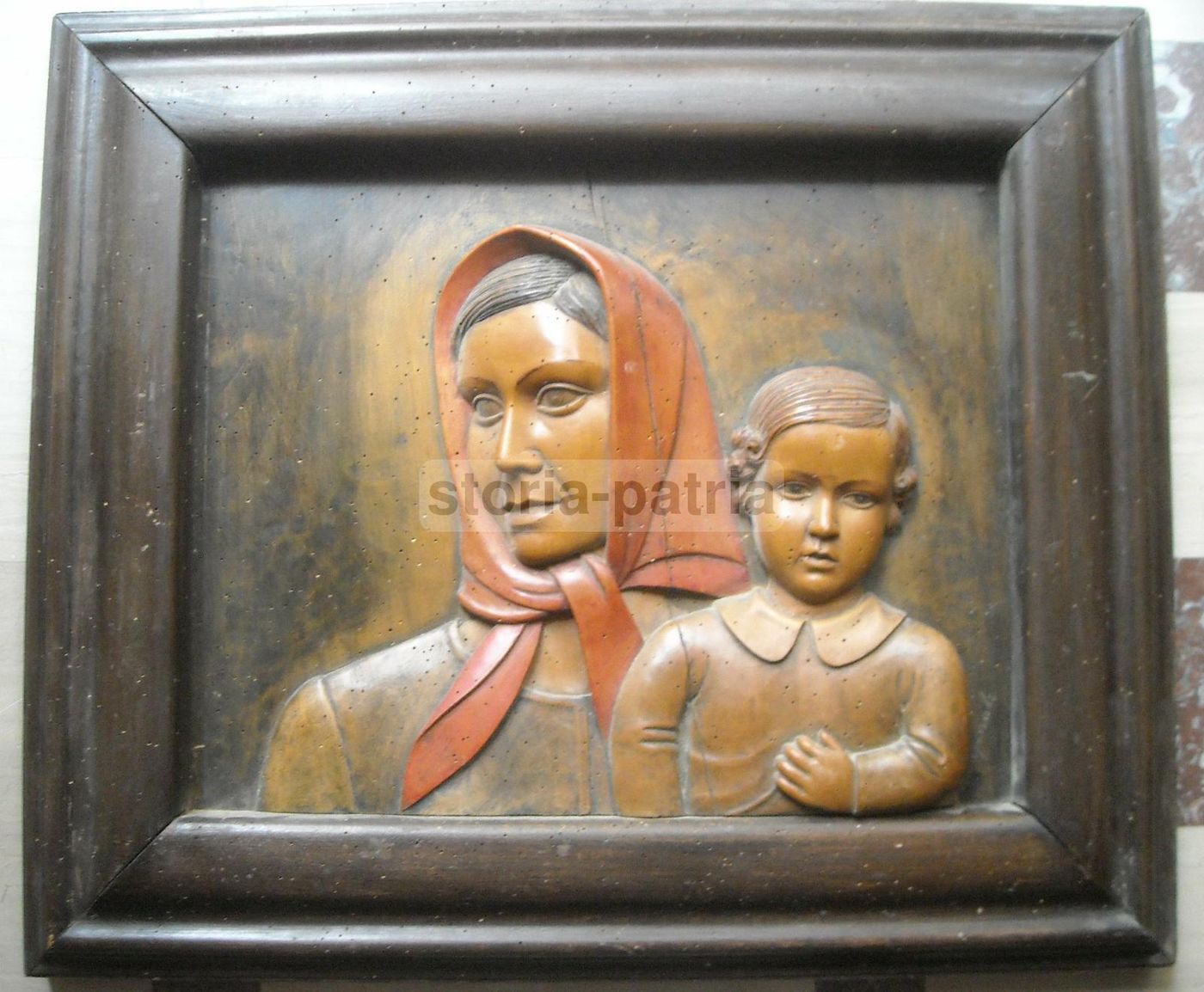 Scultura Lignea Michele Caporale, Madre Con Bambino, Abruzzo