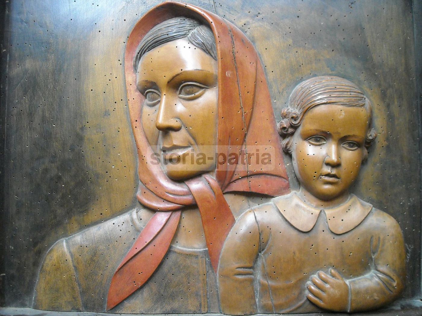 Scultura Lignea Michele Caporale, Madre Con Bambino, Abruzzo