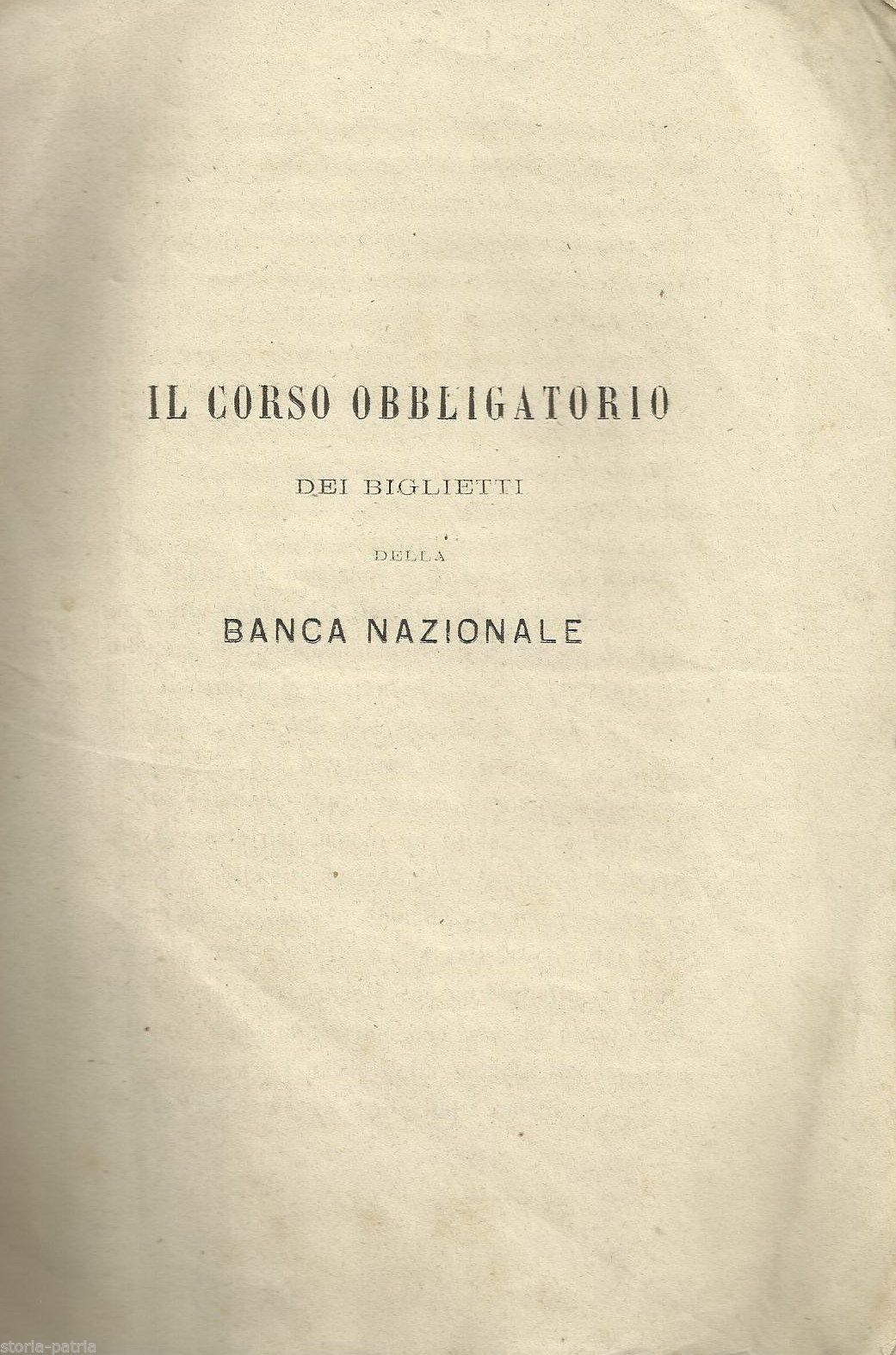 Il Corso Obbligatorio Dei Biglietti Della Banca Nazionale, Pasquale d'Onofrio, 1870