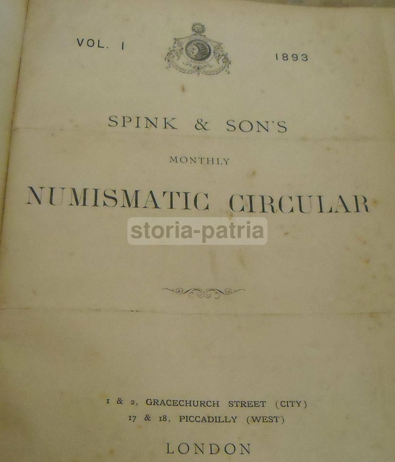 Numismatic Circular Spink Londra 1893 Monete Greche Romane Sicilia