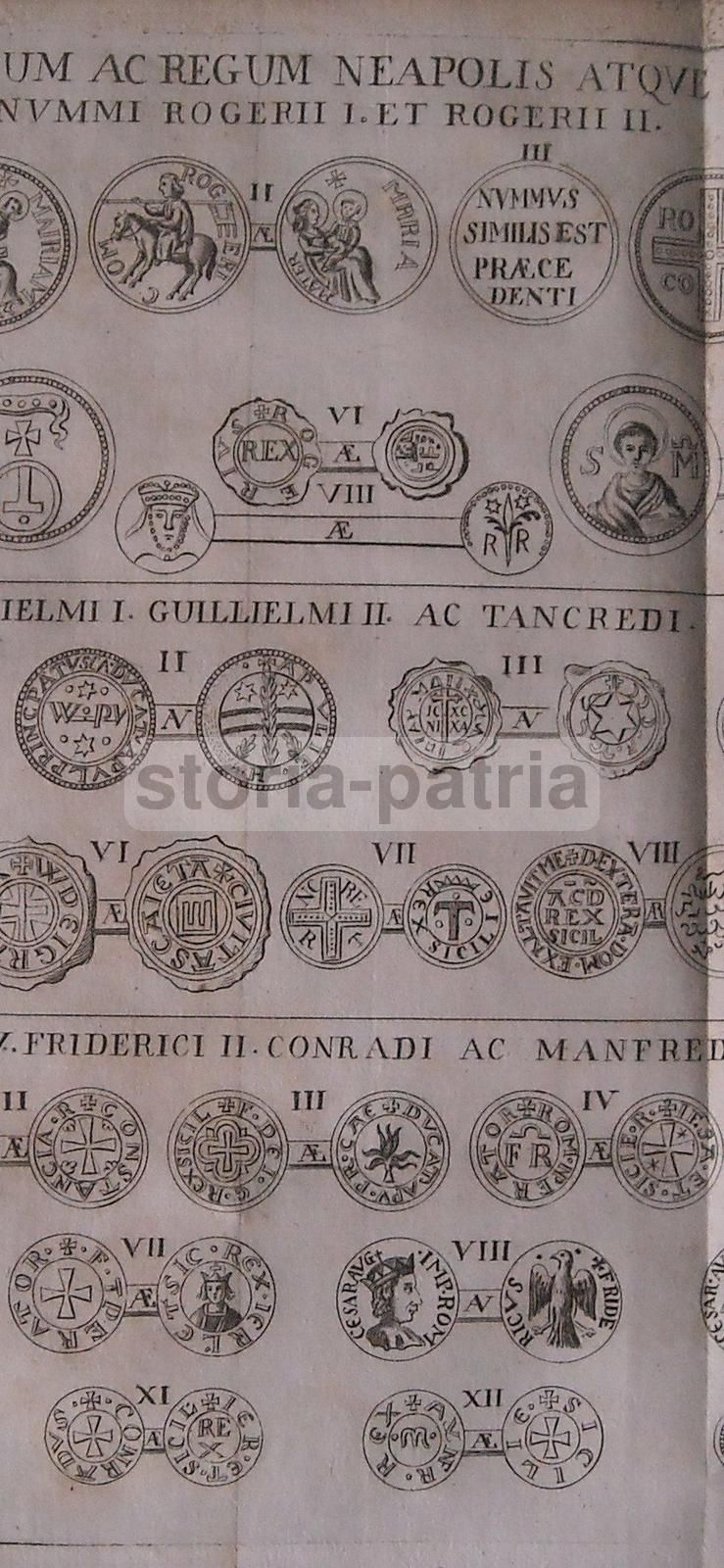 Incisione Numismatica Normanna Regno Napoli E Sicilia 1750