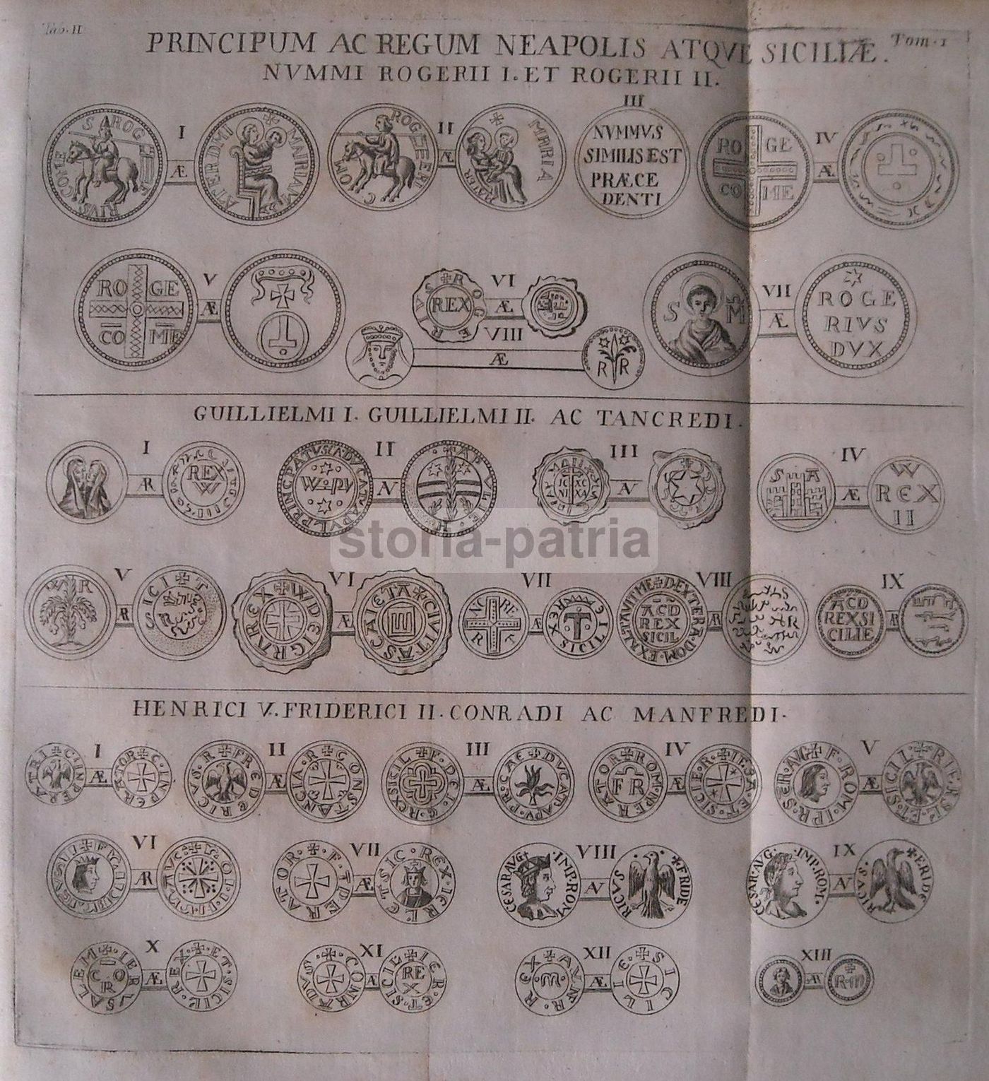 Incisione Numismatica Normanna Regno Napoli E Sicilia 1750