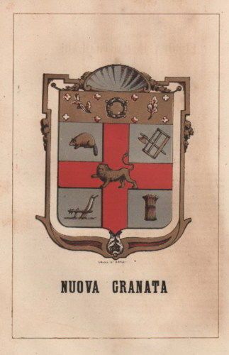 Stemma Araldico Della Nuova Granata, Litografia Originale, Milano, Metà XIX Secolo