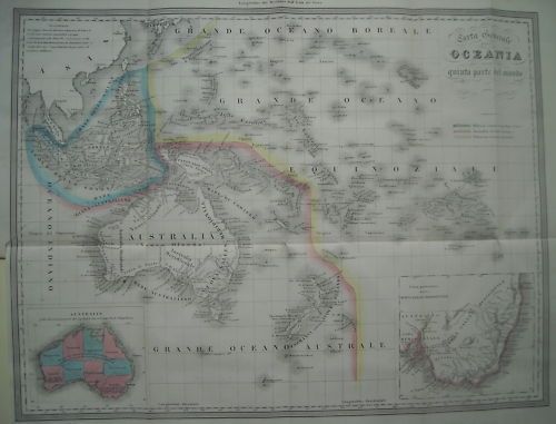 Carta Antica Dell'Oceania, Australia, Nuova Guinea, Borneo E Malacca, 1800