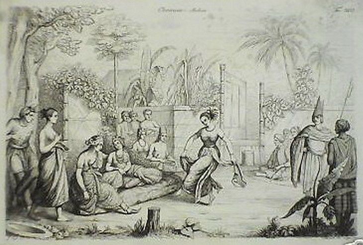 Incisione Antica Malesia Costumi Tradizionali Bernati 1800