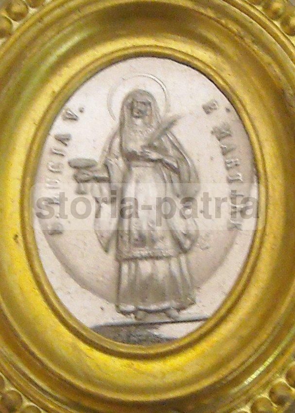 Santa Lucia Miniatura Devozionale In Metallo Argentato A Sbalzo, XIX Secolo