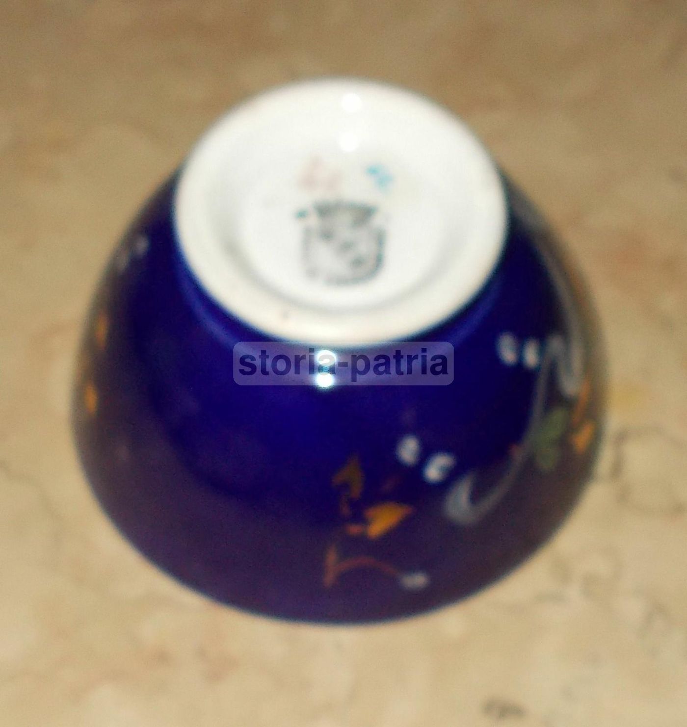 Tazza Antica Opaque De Sarreguemines Con Stemma Araldico