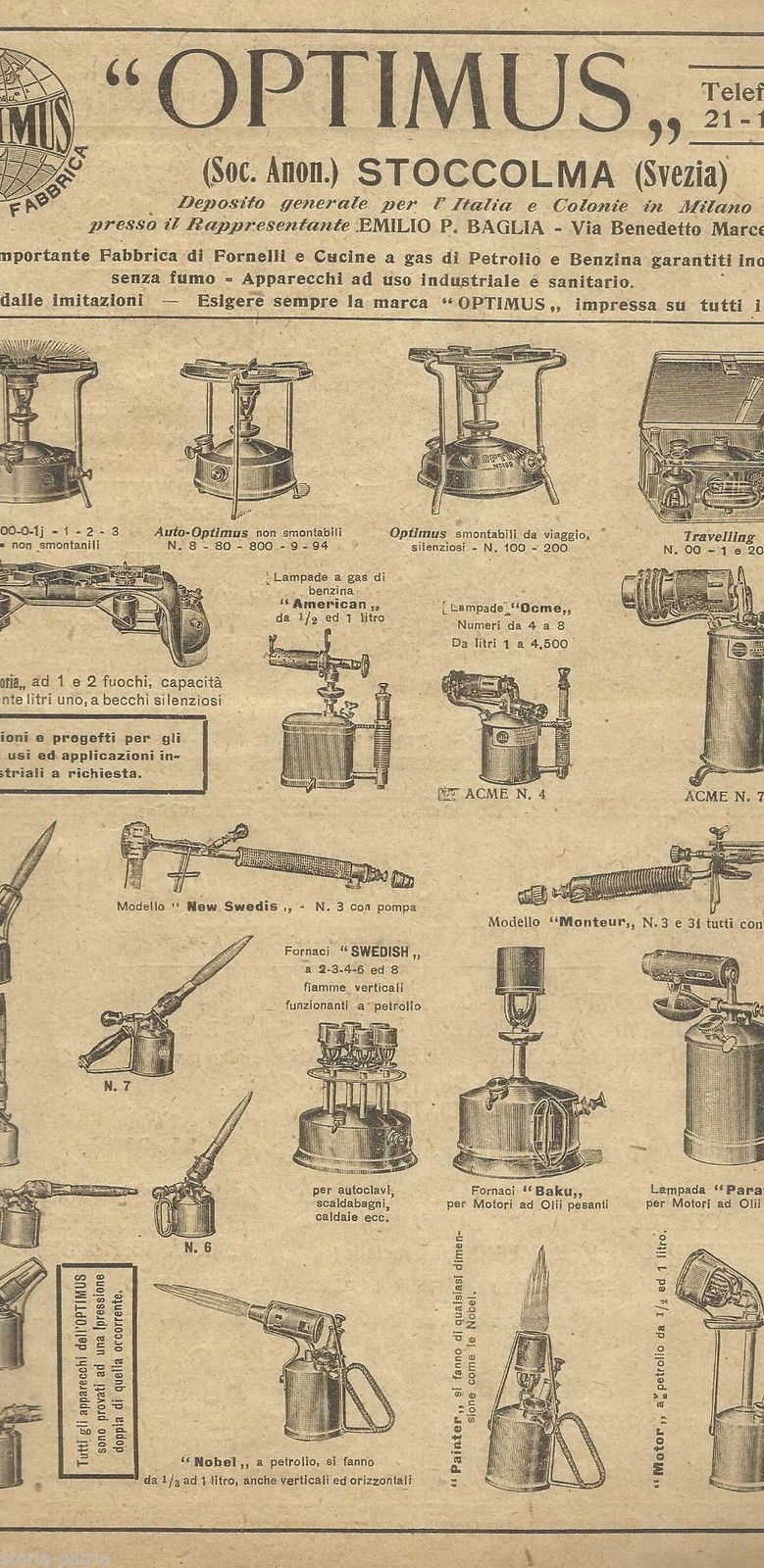 Volantino Pubblicitario Optimus Fornelli A Gas Svezia Circa 1922