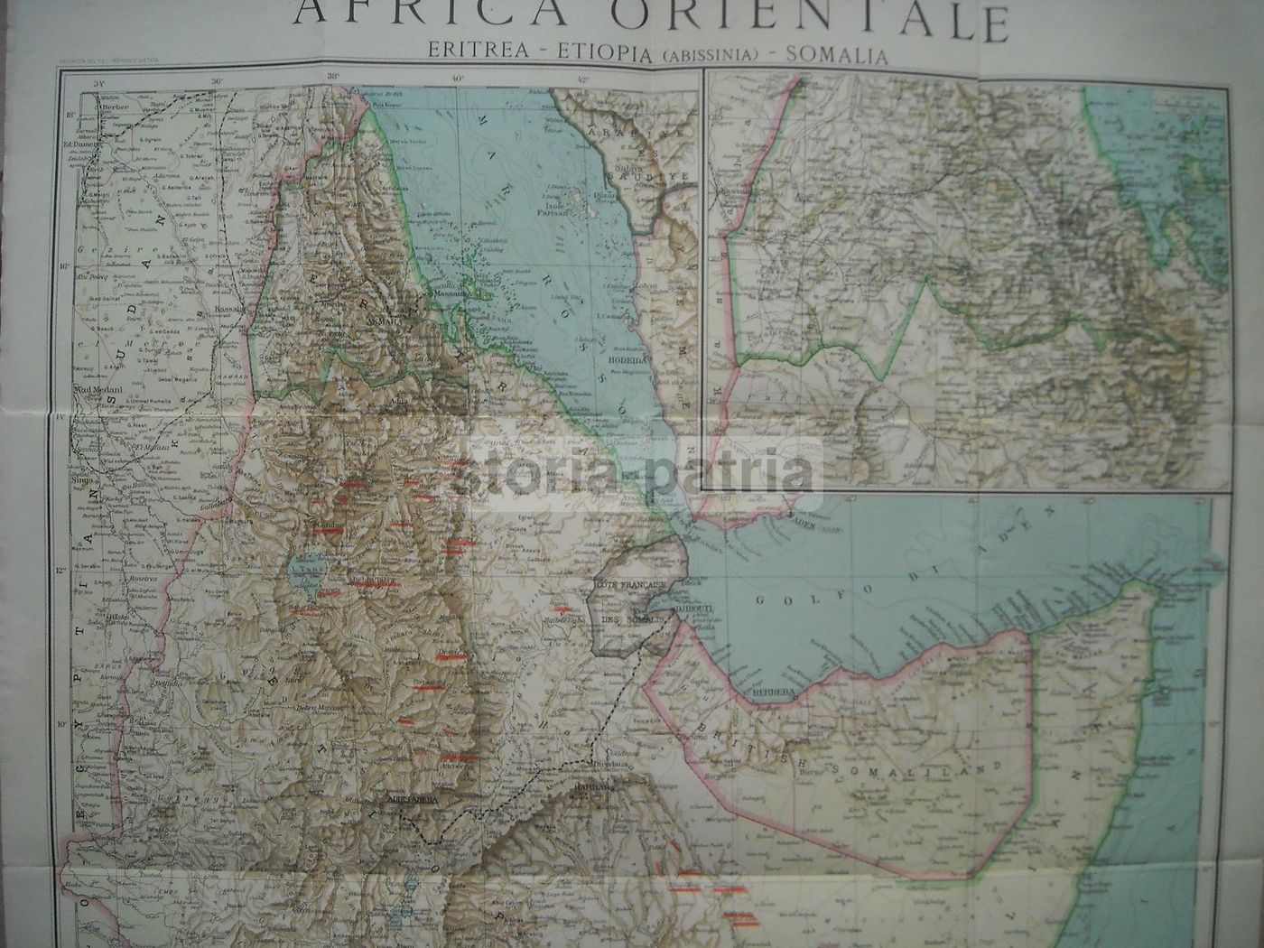 Mappa Dell'Africa Orientale Italiana: Eritrea, Etiopia E Somalia, Circa 1930