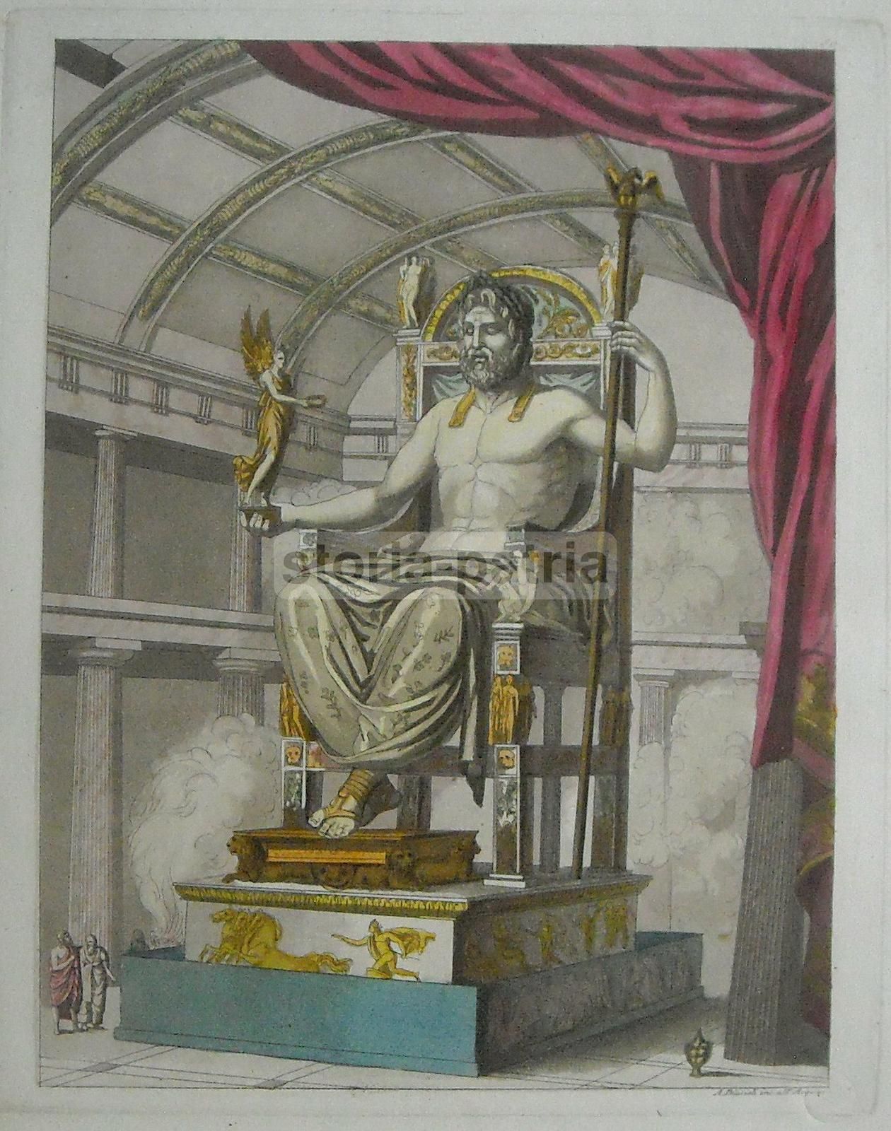 Incisione Divinità Orientale Su Trono, Angelo Biasioli, Acquaforte, XIX Secolo