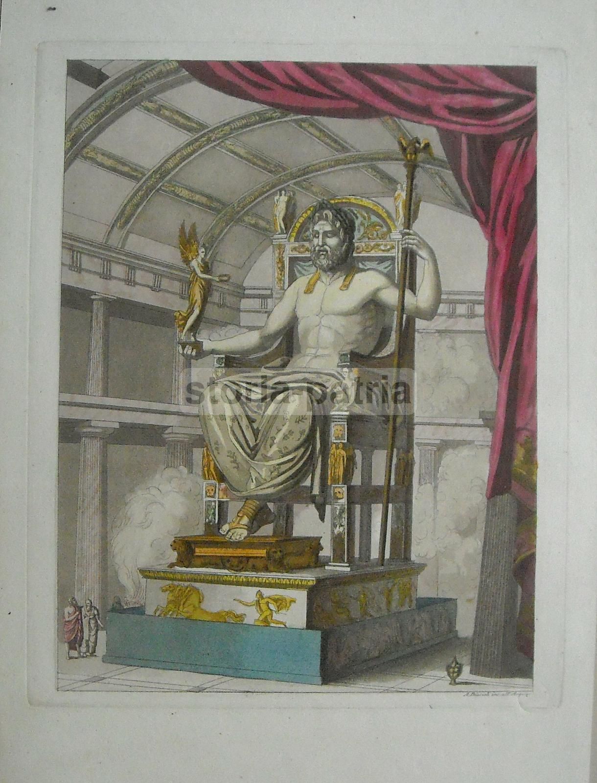Incisione Divinità Orientale Su Trono, Angelo Biasioli, Acquaforte, XIX Secolo
