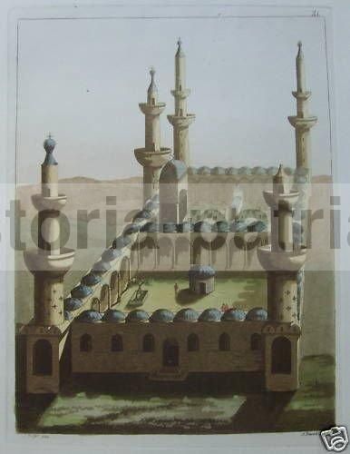 Incisione Antica Tempio Orientale, Biasioli   Rossi, Acquaforte XIX Secolo