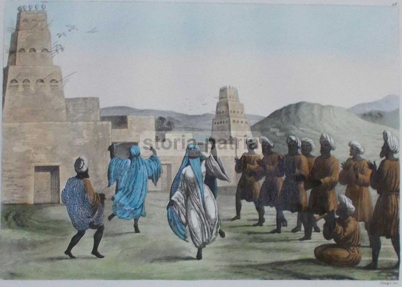 Antica Incisione Danza Araba Orientale, Campi, Acquaforte, 1820
