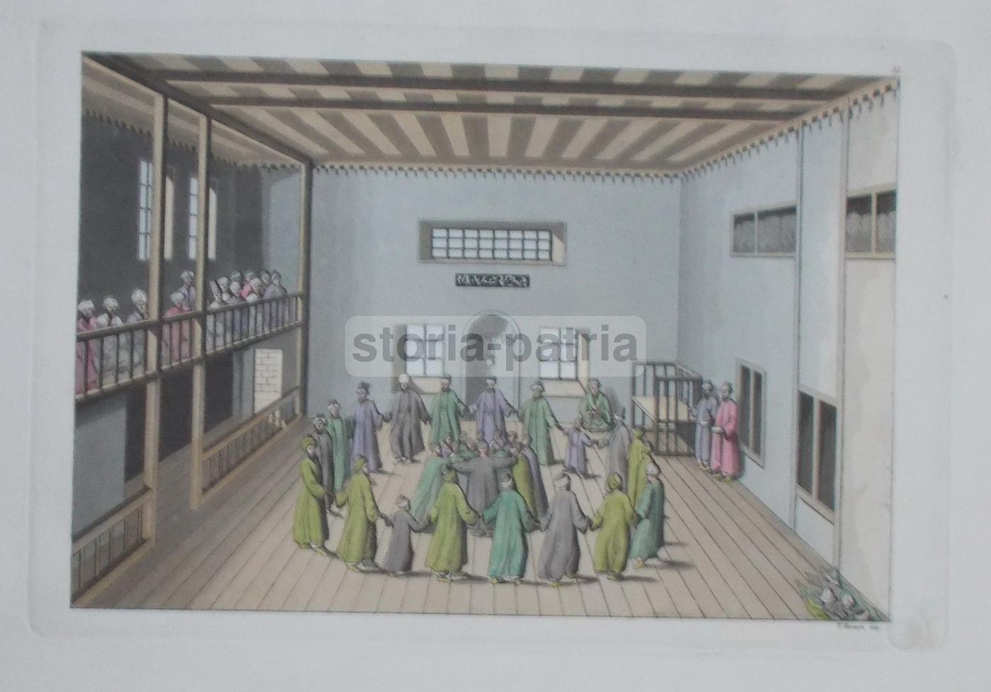 Danza E Cerimonia Orientale, Incisione All'Acquaforte Colorata A Mano Di V. Raineri, 1820 1830