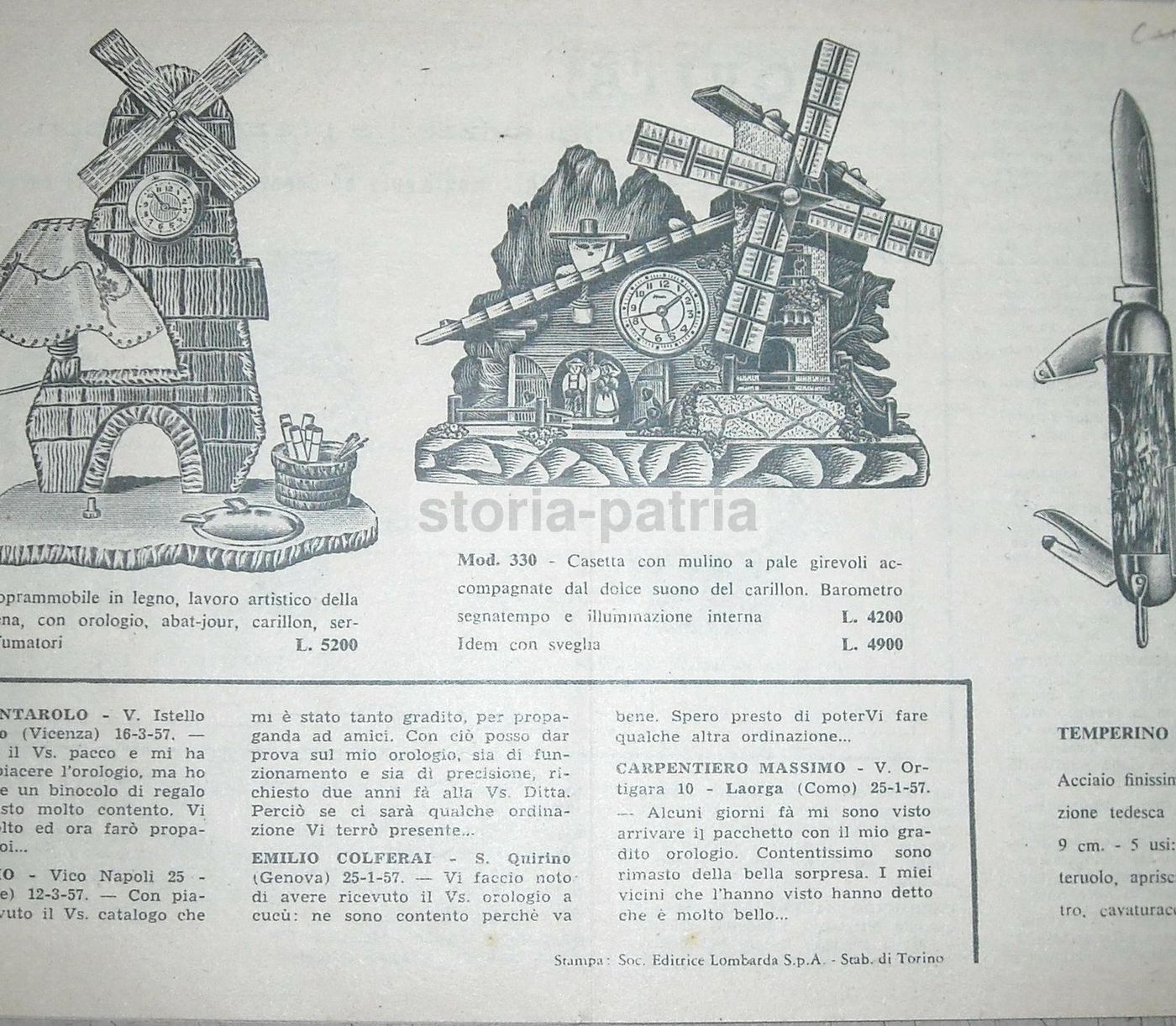 Catalogo Beco 1958 Orologi, Sveglie, Cucù, Macchine Fotografiche, Torino