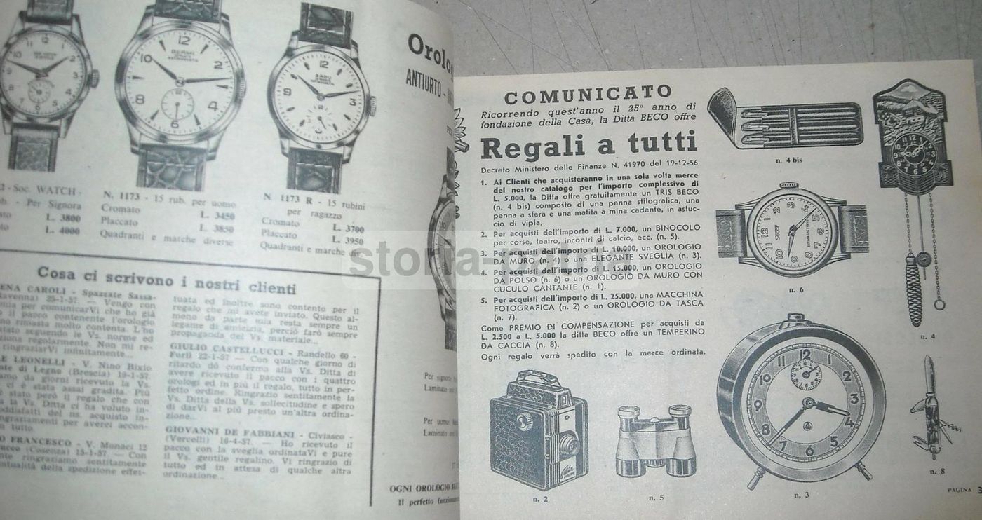 Catalogo Beco 1958 Orologi, Sveglie, Cucù, Macchine Fotografiche, Torino