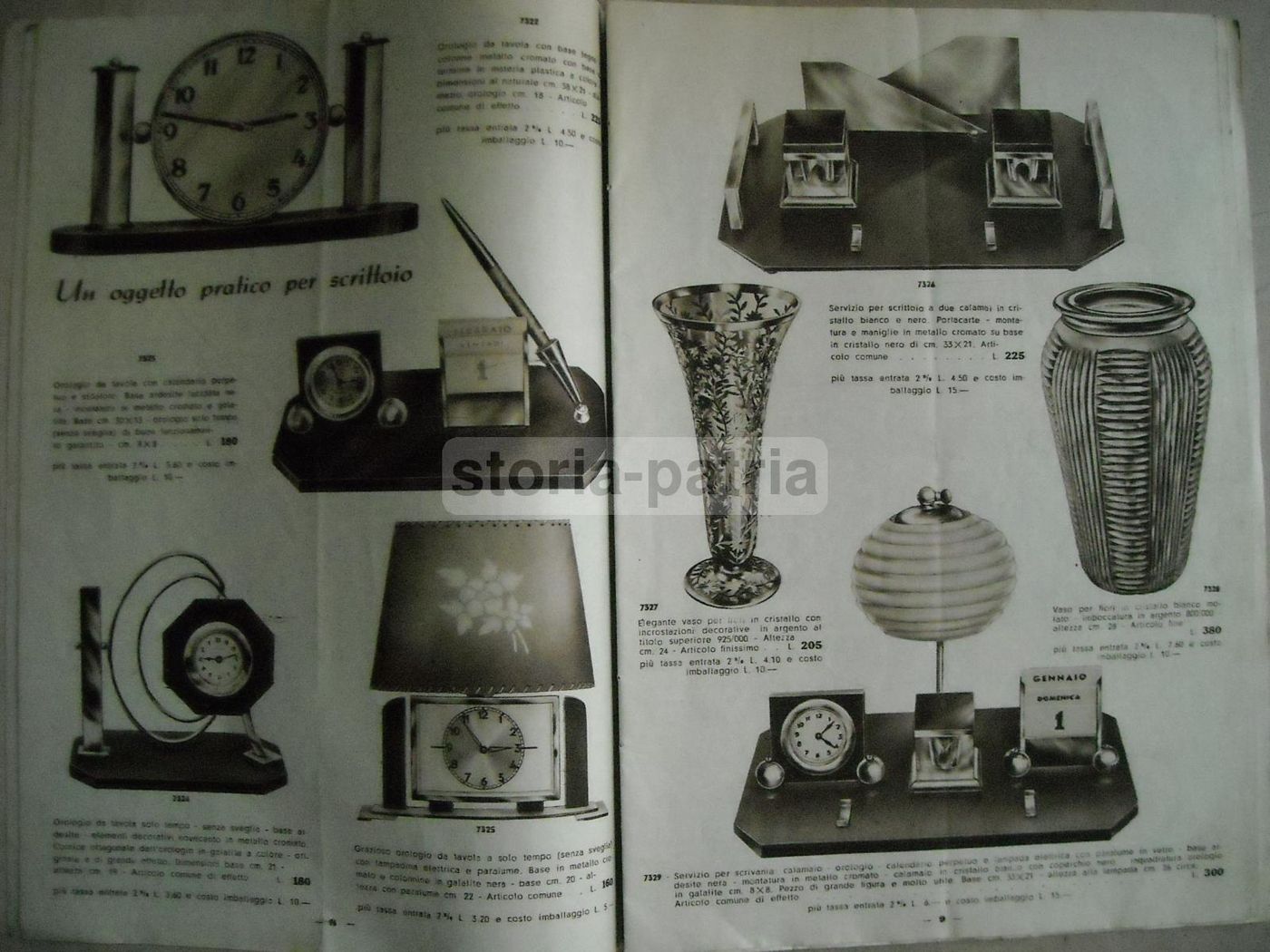 Catalogo Calderoni 1942: Orologi, Sveglie, Lampade E Vetro Di Murano