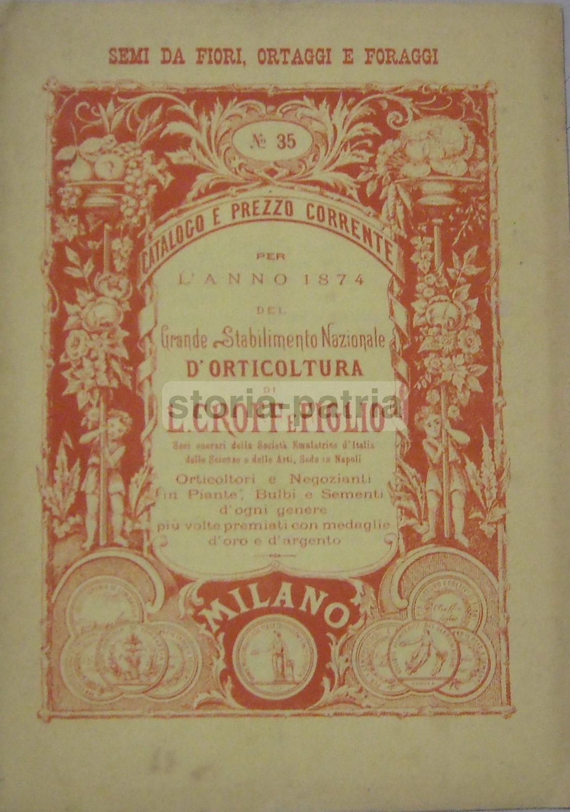 Catalogo Croff 1874 Sementi Ortaggi Fiori Milano Orticoltura