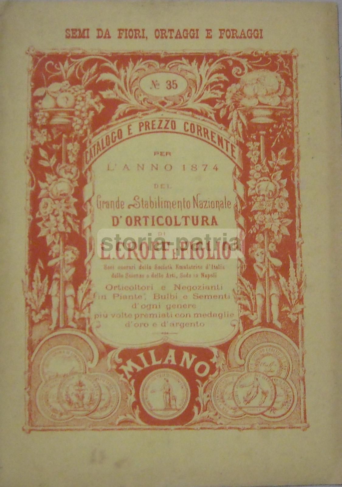 Catalogo Croff 1874 Sementi Ortaggi Fiori Milano Orticoltura