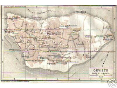 Mappa Topografica Di Orvieto, Umbria. Anni '20, Vallardi, TCI