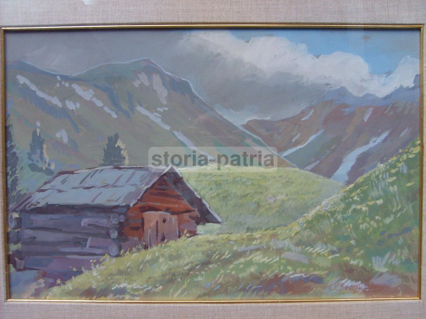 Paesaggio Montano Di Conrad Peter Bergmann, Tempera Su Cartone, Anni '40
