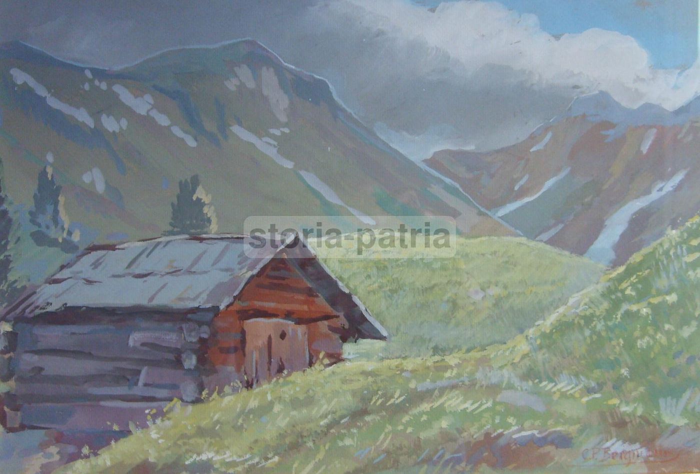 Paesaggio Montano Di Conrad Peter Bergmann, Tempera Su Cartone, Anni '40