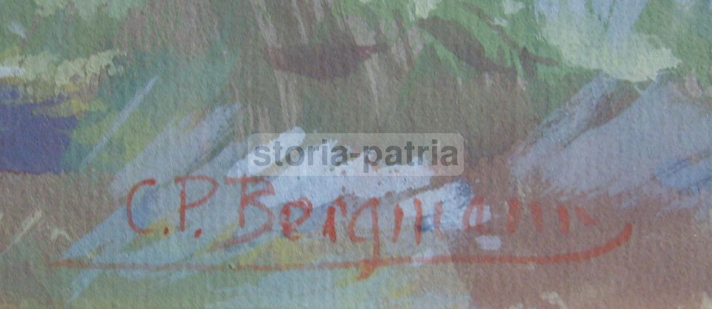 Paesaggio Montano Di Conrad Peter Bergmann, Tempera Su Cartone, Anni '40