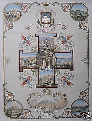 Stampa Cromolitografica Terra Santa, Gerusalemme, Betlemme, Musmeci